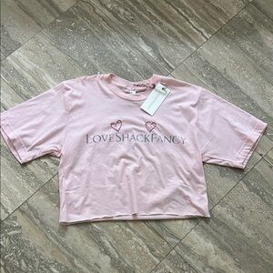 NWT LoveShackFancy Light Pink Heart Tee SIZE small
